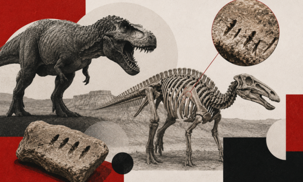 Marcas de dentes em fóssil revelam ataque mortal de T. rex a dinossauro bico-de-pato