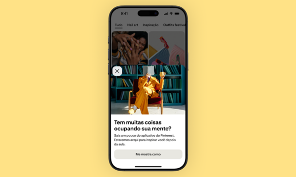 Pinterest lança alerta em horário escolar para ajudar adolescentes a reduzirem tempo de tela