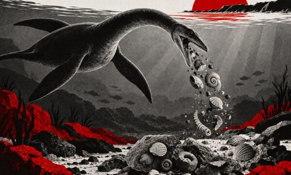 Vômito fossilizado de 160 milhões de anos revela hábito de répteis mar