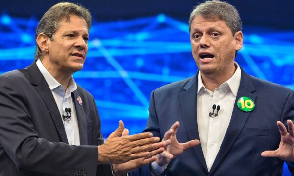 Pesquisa AtlasIntel para governador em SP: Tarcísio cresce e chega a 55,2% no 1º turno; Haddad tem 41%